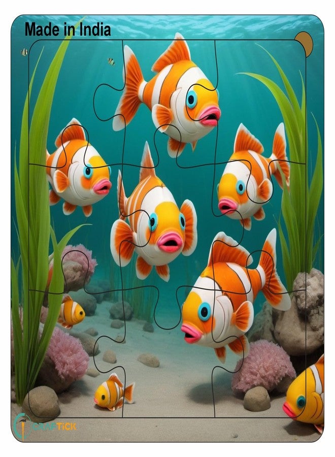 Craftick® Sea Animals Wood Jigsaw Puzzles for Kids Age 2+ | Return Gift | Brain Booster Game [ Pack of 6 ] | Kids 9-Pieces Puzzle for Toddlers - Image 5